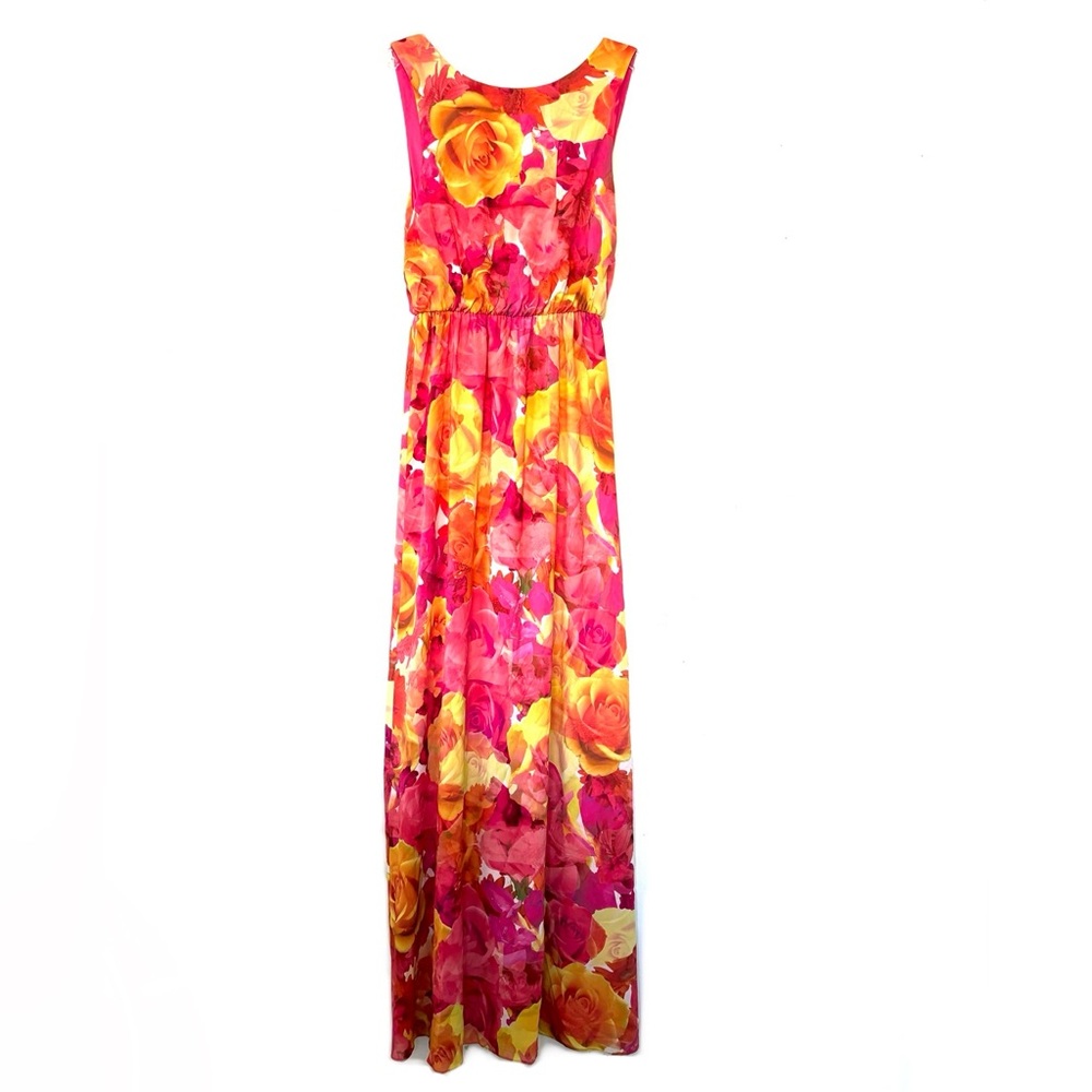 Alice + Olivia silk maxi dress floral rose print